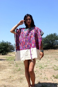 Hand Embroidered Vibrant Detailed Embroidery Vintage Handmade Handwoven 100% Cotton Summer Eco-Friendly Ethnic <b>Poncho</b> Open Sides - Product Image 4