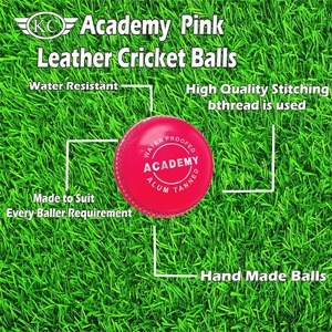Ballons de cricket en cuir imperméable rose de qualité supérieure KC ENTERPRISES, lot de 6, cuir tanné de qualité académique, pour toutes les saisons, sports - Product Image 5