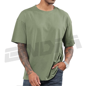 Oversized Drop Shoulder T Shirt Plain Half Sleeve Streetwear Loose Fit Casual Top Soft Cotton Unisex Fashion Custom <b>Logo</b> OEM - Product Image 2
