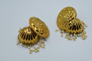 High Quality Antique Brass Earring Natural Finish Stud Style Designer Jhumki Earrings <b>Fashionable</b> <b>Jewelry</b> for Girls and Women - Product Image 3