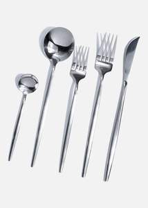 Ensemble de couverts de luxe en acier inoxydable de style classique de haute qualité, 4 pièces, cuillère, fourchette et couteau, argent, mariage, restaurant - Product Image 6