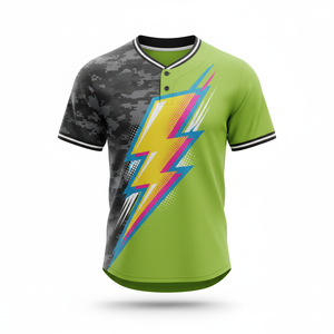 T-shirt de baseball athlétique unisexe - Design 3D rose fluo et jaune vif 100% polyester Séchage rapide Col en V - Product Image 6