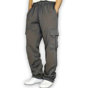 Pantalones cargo de lana informales de talla grande personalizados para hombre, ropa informal estilo Hip Hop de algodón suelta, diseño transpirable con múltiples bolsillos - Product Image 4