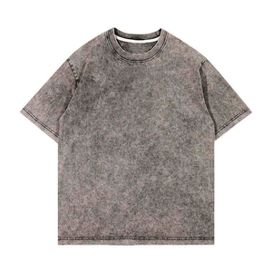 Venta al por mayor ácido lavado camiseta personalizada su diseño Logo talla grande Vintage camiseta en blanco peso pesado algodón hombres Casual gimnasio entrenamiento - Product Image 2