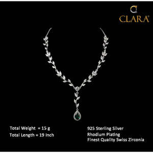 Collier Clara en argent sterling 925, motif feuille verte, perle d'eau douce, zircon, plaqué rhodium, serti clos, Christian Christian, pour cadeau - Product Image 6
