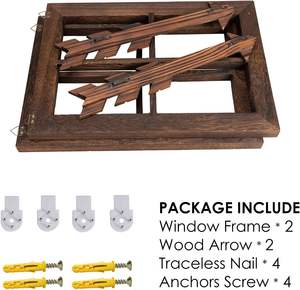 Decoración de pared de granja Marco de ventana Panel de madera con decoración de flechas arte de pared rústico para entradas sala de estar comedor - Product Image 5