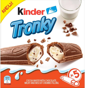 Wholesale Kinderr Tronky 90g 5 Individually Wrapped <b>Bars</b> Per Pack Crunchy Cocoa Shell Filled With Creamy Center - Product Image 5