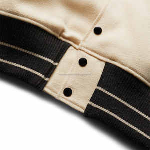 OEM Custom Men's Varsity Jacket Red and <b>White</b> with Stand Collar Embroidery Front Logo-<b>Wool</b>/Polyester Shell - Product Image 6