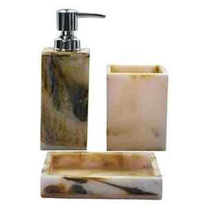 Ensemble de salle de bain design contemporain en résine Organisateur de coiffeuse de luxe Porte-savon Porte-brosse à dents Plateau à gobelet Décoration intérieure élégante - Product Image 2