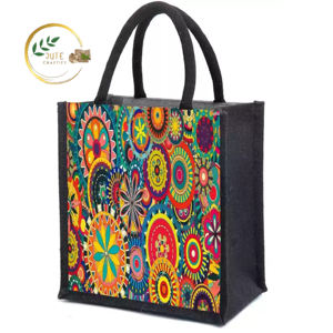 Sac fourre-tout en jute 100% écologique Sac en jute naturel réutilisable de haute qualité avec motif imprimé pour textiles et produits en cuir - Product Image 1