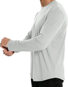 Crew Fitness T-shirts à coupe décontractée pour hommes en coton lourd avec manches longues Tissu tricoté à la mode avec broderie fine Logo de la poitrine - Product Image 6