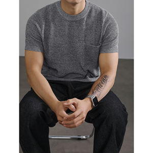 T-shirt à manches courtes et col rond avec poche poitrine, personnalisable avec logo, idéal pour l'été – Vente en gros - Product Image 2