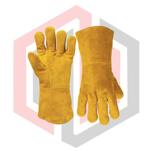Gants de soudage en cuir fendu résistants à la chaleur, antistatiques, résistants aux déchirures, 7 oz, 16 pouces, poignet en tricot, sans silicone, sans poudre - Product Image 4