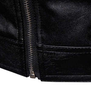Chaqueta de Cuero para Hombre de Diseño Personalizado, Chaqueta de Cuero de Color Sólido para Hombre, Chaqueta de Cuero para Hombre de Estilo Urbano para la Temporada de Invierno - Product Image 2