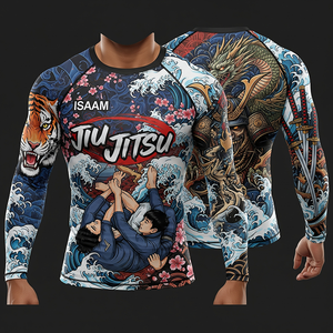 Sublimación Bjj Rash Guard Camisa de compresión Tela elástica de 4 vías Jiu Jitsu Kimonos Gis Manufacturing Company - Product Image 1