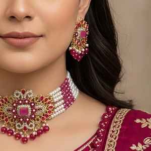 Mehndi Plating Modern CZ Stone Jewelry Elegant CZ Stone Festival Necklaces Fashion Jewelry Luxury Artificial Jewelry Export - Product Image 2