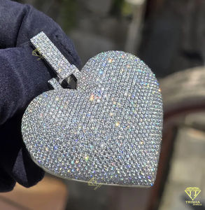 Pendentif VVS personnalisé cultivé en laboratoire bijoux hip hop glacés pendentif en argent sterling 925 plaqué or 10 carats cadeau bling personnalisé - Product Image 2