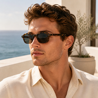 Lunettes de soleil Mellume classiques rétro fines rectangulaires en acétate, monture écaille, style vintage, avec logo personnalisé, pour hommes et femmes