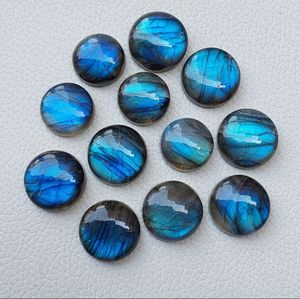 Cabujones Redondos de Labradorita Azul, Labradorita Azul Brillante, Cabujones de Piedras Preciosas de Labradorita Sueltas de Forma Redonda - Product Image 2