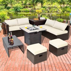 Ensemble de meubles en rotin PE tissés à la main avec coussins imperméables doux pour décor de piscine ou d'arrière-cour - Product Image 2