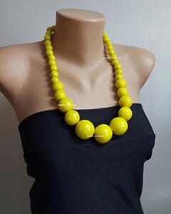 Collar llamativo de Cuentas grandes de madera marrón oscuro hecho a mano, joyería gruesa de estilo Tribal ecológica para mujer - Product Image 2