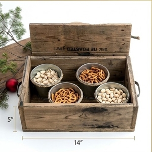 Caja de Almacenamiento de Madera de Castaño, Rectangular de 12x8.5 Pulgadas, Diseño Grabado con Efecto de Leña, para Almacenamiento de Alimentos - Product Image 4