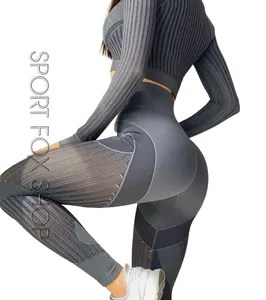 Set pakaian olahraga wanita, baju dan celana olahraga wanita aktif Yoga kebugaran latihan Yoga