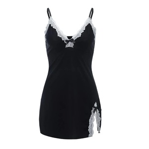 ชุดนอนลูกไม้เซ็กซี่สำหรับผู้หญิงชุดนอนตุ๊กตาลื่นเต็มตัวคอวี - Product Image 5