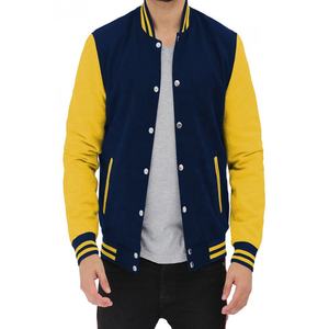 Chaqueta Varsity Estilo Béisbol Azul Marino y Amarillo en Oferta - Product Image 1
