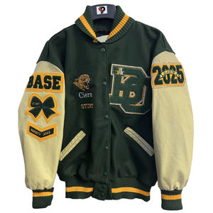 Chaqueta universitaria de béisbol con bordado de chenilla de lana con logotipo personalizado para hombre, chaquetas Collage con letras de manga de cuero en blanco Vintage - Product Image 6