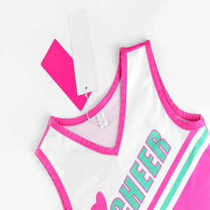 Wholesale Customized <b>Cheerleader</b> Uniforms Girls' Cheer Low Price Nylon/Spandex Sets with Printed Style Made in Pakistan - Product Image 3