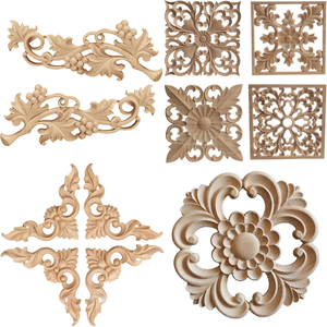 Appliques en bois sculpté antique, moulures décoratives en bois massif, gravure en bois sculpté pour porte, armoire, décoration de meubles de maison - Product Image 3