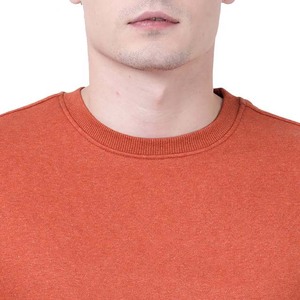 <b>Men's</b> <b>Orange</b> Crew Neck Knitted <b>Sweatshirt</b> Regular Fit Solid Color Custom Logo Front Print Casual Autumn Wear <b>Sweatshirts</b> - Product Image 4