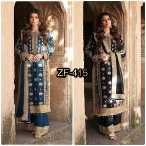 Ensemble Salwar Kameez en Soie Satinée Naturelle avec Dupatta, Entièrement Cousu, Réversible, Prêt-à-porter pour Fêtes, Diwali, Mariages - Product Image 2