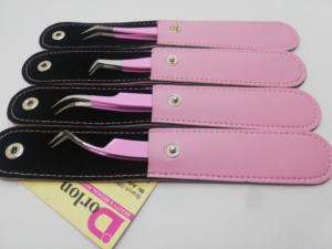 Pinzas de extensión de pestañas de acero inoxidable con etiqueta personalizada profesional Recubrimiento de punta de fibra rosa para aplicación de precisión - Product Image 5