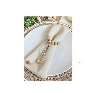 Perles en bois de luxe ronds de serviette porte-anneau de serviette en bois fait à la main pour la décoration de table articles produit de vente - Product Image 6