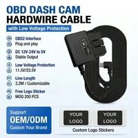 Câble convertisseur abaisseur de tension CC OBD 12V 24V vers 5V 2.5A USB-C en cuivre PVC, kit de câblage direct OBD, mode stationnement 24H pour véhicule