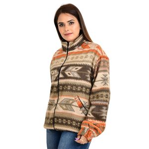 Kimono Automne Hiver Veste en Laine de Yak Mélangée Zippée Douce et Confortable avec Motif Géométrique Aztque - Product Image 4