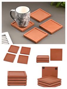 Factory Supply Classic Clay Tea Cup Coaster Square Tea Cup <b>Mats</b> Pads At Wholesale Price High Quality Dinnerware Drink Coasters - Product Image 2