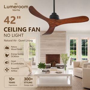 Ventilador de Techo Moderno de 42 Pulgadas, Sin Luz, Diseño de 3 Aspas, Silencioso, Motor DC Reversible, Control Remoto, Disponible en EE. UU. - Product Image 1