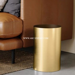 Exclusive Quality Gold Plated Modern House Clean Waste Bin Affordable Design Top Sale Metal Brass Decorative Dust Bin In India - Product Image 6