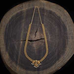 Antique Gold Plated <b>Necklace</b> 177759 Geometric Flower Shaped Beads Diamond & Religious Style Made of Brass Zinc Alloy for Wedding - Product Image 2