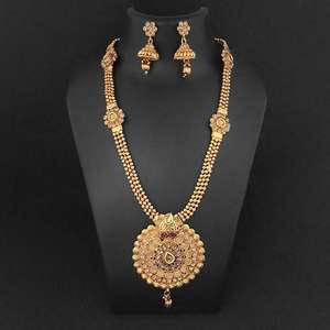 Conjunto de collar Kriaa de piedra marrón y Kundan, conjunto de joyería fina 1109847 chapada en oro - Product Image 1