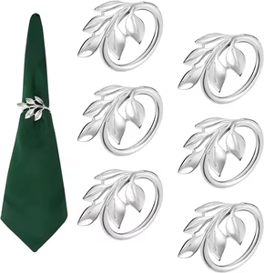 À la mode 2024 argent métal ronds de serviette ensemble pour les mariages Table gros porte-mouchoirs fête décoration serviette anneau usine directe - Product Image 5