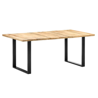 Meubles de table en bois et en métal élégants et naturels pour le salon Table à manger basse en fer et en bois pour la maison et l'hôtel