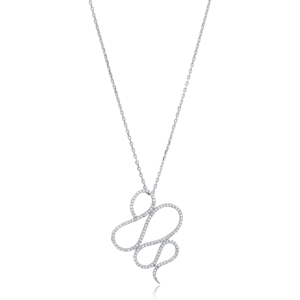 สร้อยคอจี้รูปงูสำหรับผู้หญิง ดีไซน์เฉพาะตัว ประดับด้วยเพชรซิร์คอน งานแฮนด์เมดจากตุรกี ขายส่ง เงินแท้ 925 ของขวัญสำหรับงานแต่งงาน - Product Image 1