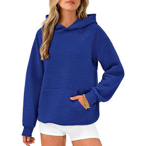 Sudaderas de Mujer de Moda, Holgadas, de Color Sólido, Lavado Ácido, para Otoño, 100% Algodón, Felpa, Manga Larga, Casual, al por Mayor - Product Image 3