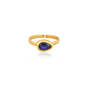 Natural Kyanite Gemstone Solid 925 Sterling <b>Silver</b> Yellow Gold <b>Plated</b> Adjustable Ring Fine Jewelry Engagement Gifts - Product Image 1