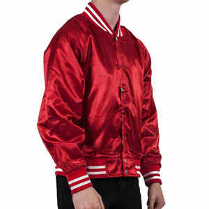 Veste en cuir Satin de laine et coton de haute qualité dernier col montant Baseball Letterman vestes en toile d'hiver pour les joueurs de balle de Base - Product Image 2