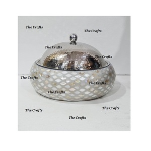 Marmite en bois et en acier au design admirable avec casserole de travail en nacre pour marmite de service - Product Image 1